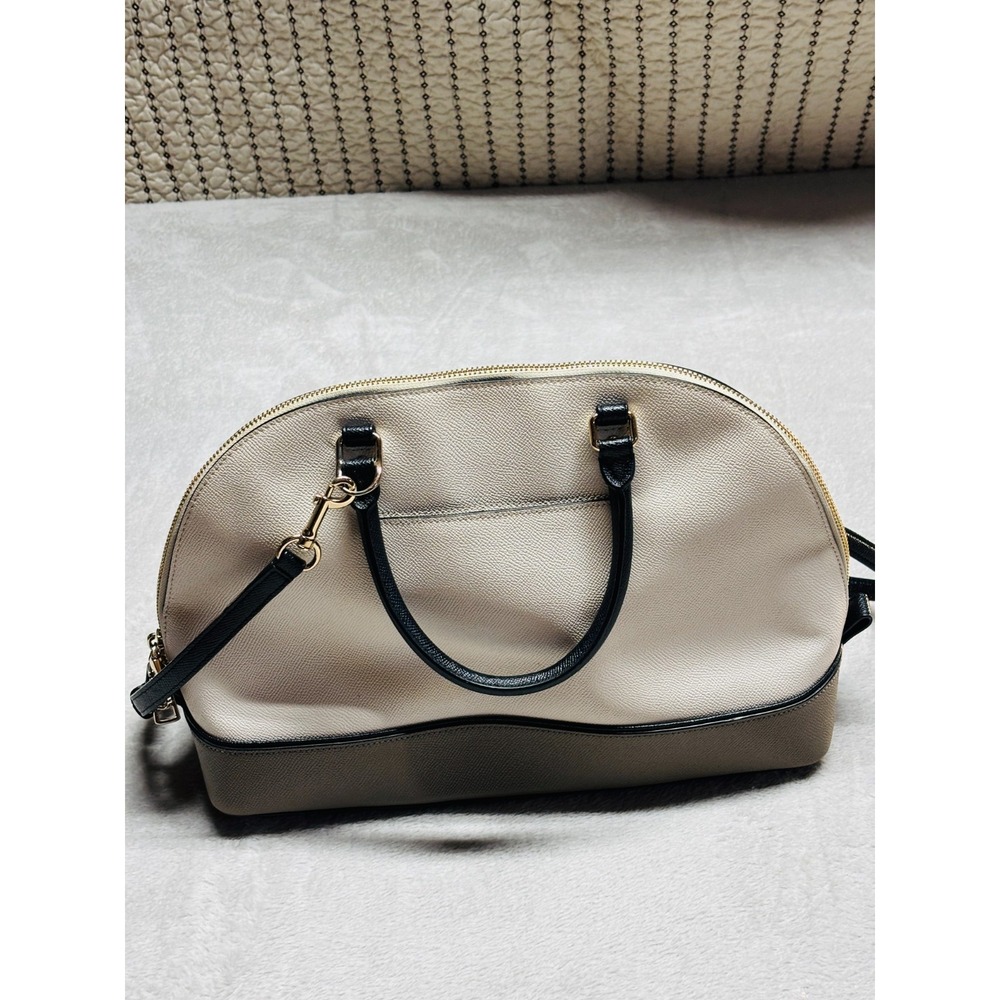 Coach Leather Sierra Dome Satchel Handbag Crossbody Cream / Brown /‎ Black - Picture 2 of 16